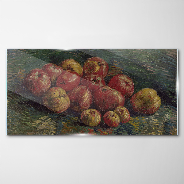 Foto op glas Appels op een groene achtergrond