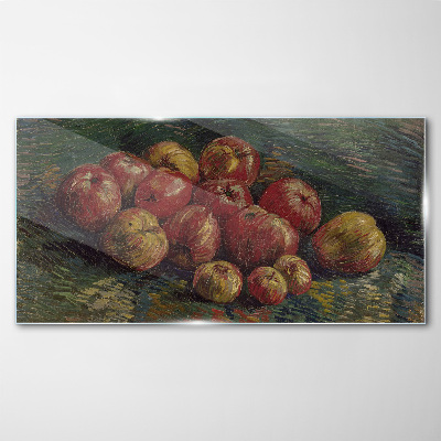 Foto op glas Appels op een groene achtergrond