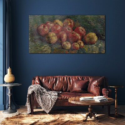 Foto op glas Appels op een groene achtergrond