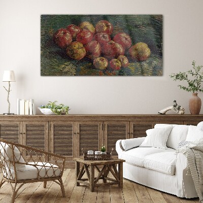 Foto op glas Appels op een groene achtergrond