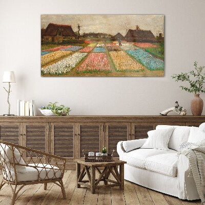 Glas foto Lente tulpenvelden