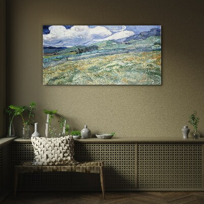 Schilderij op glas Een golf van groen en lucht