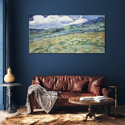 Schilderij op glas Een golf van groen en lucht