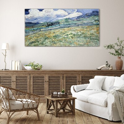 Schilderij op glas Een golf van groen en lucht