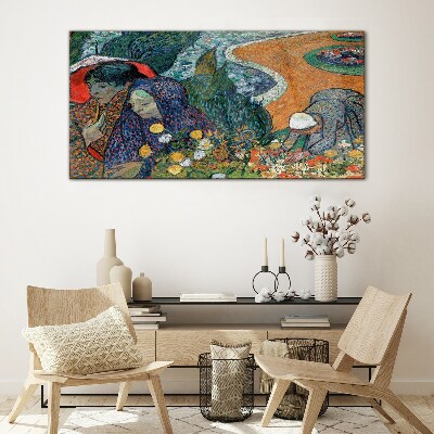 Schilderij op glas Vrouwen in de tuin