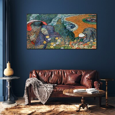 Schilderij op glas Vrouwen in de tuin