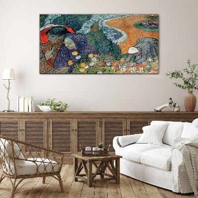 Schilderij op glas Vrouwen in de tuin