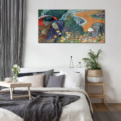 Schilderij op glas Vrouwen in de tuin