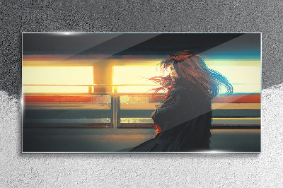 Schilderij op glas Reflecties in het stadslicht