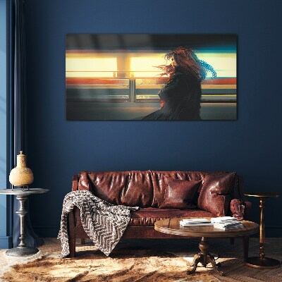 Schilderij op glas Reflecties in het stadslicht