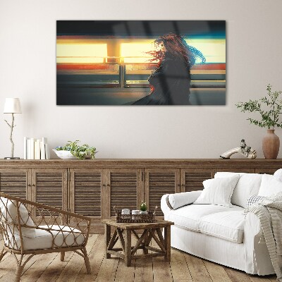 Schilderij op glas Reflecties in het stadslicht