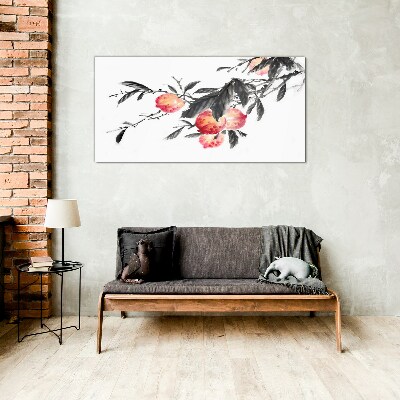 Foto op glas Bloemenaccenten in een delicate stijl