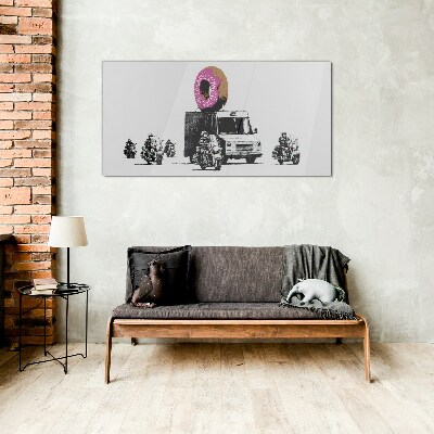 Glas foto Donuts Politie Banksy