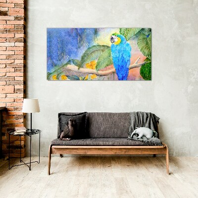Schilderij op glas Tropische papegaai in aquarel