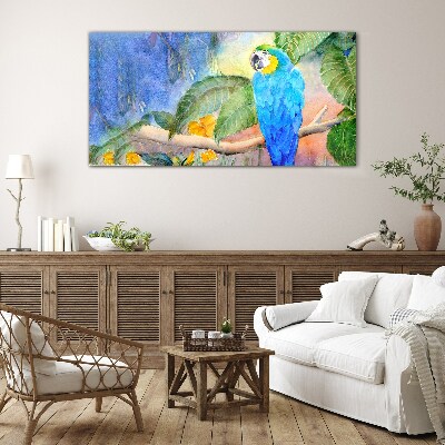 Schilderij op glas Tropische papegaai in aquarel