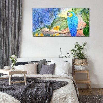 Schilderij op glas Tropische papegaai in aquarel
