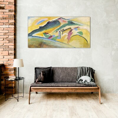 Glas foto De kleuren van het berglandschap