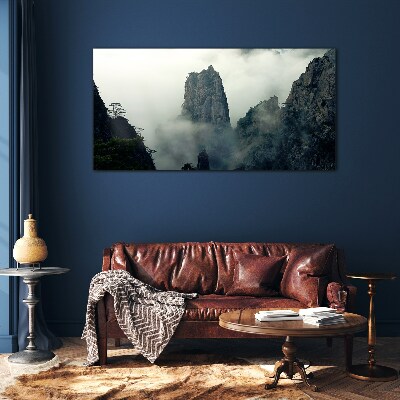 Glas foto Mistig berglandschap