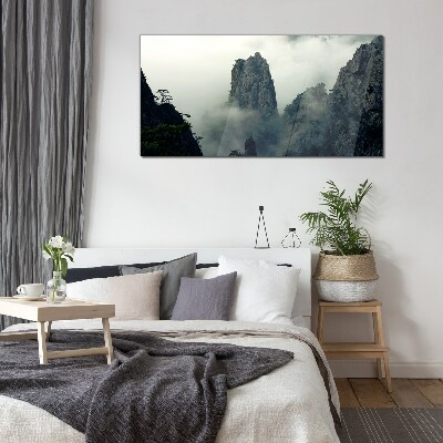 Glas foto Mistig berglandschap