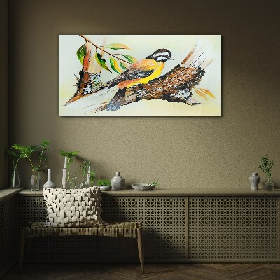 Schilderij op glas Een vogel op een tak