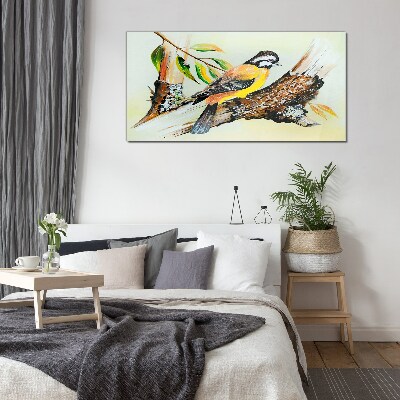 Schilderij op glas Een vogel op een tak