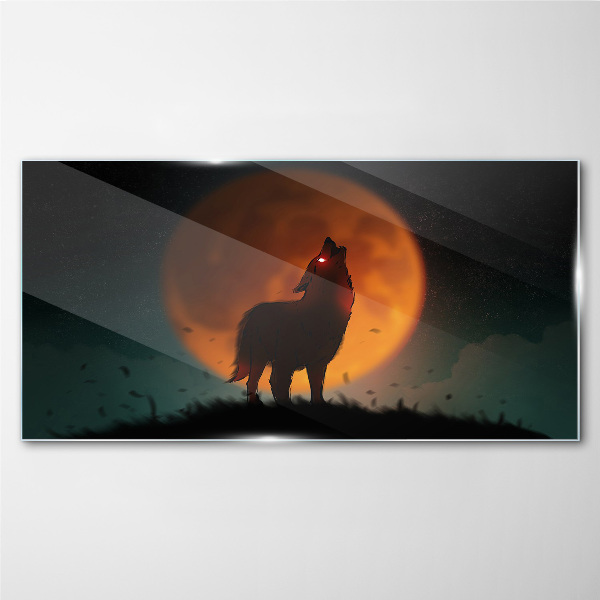 Glas foto Wolf onder de maan