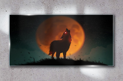 Glas foto Wolf onder de maan