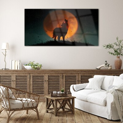 Glas foto Wolf onder de maan