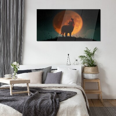 Glas foto Wolf onder de maan