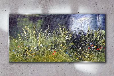 Schilderij op glas Bloemenweide in het licht