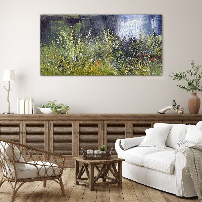 Schilderij op glas Bloemenweide in het licht