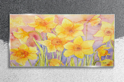 Schilderij op glas Bloemendans van narcissen