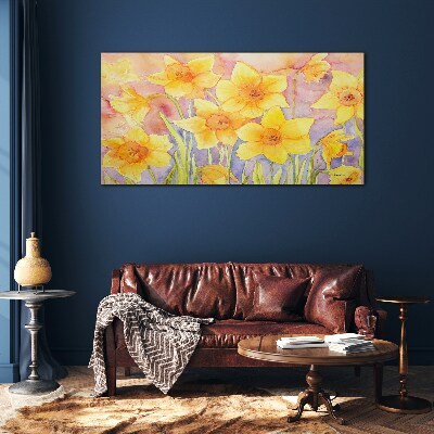 Schilderij op glas Bloemendans van narcissen