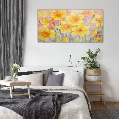 Schilderij op glas Bloemendans van narcissen