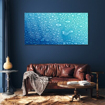 Foto op glas Waterdruppels op een blauwe achtergrond