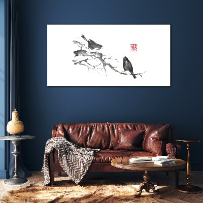 Glas foto Vogels op een tak