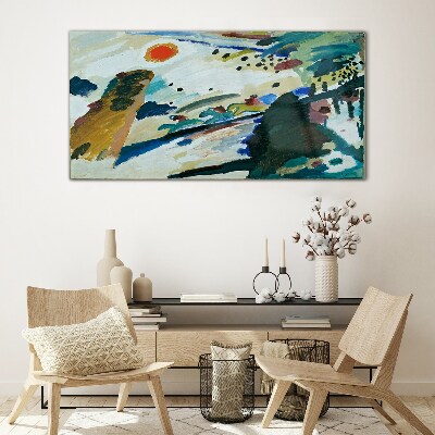 Foto op glas Abstract landschap met de zon