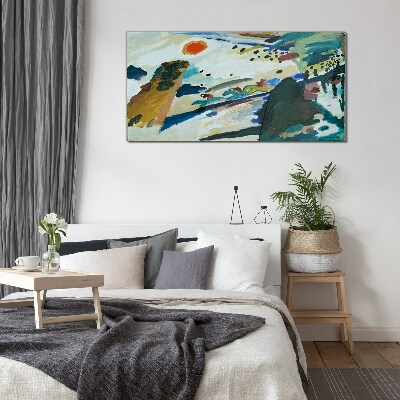 Foto op glas Abstract landschap met de zon