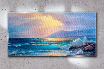 Schilderij op glas Een rustige ochtend aan de oceaan