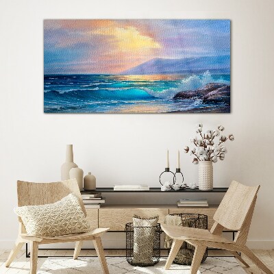 Schilderij op glas Een rustige ochtend aan de oceaan