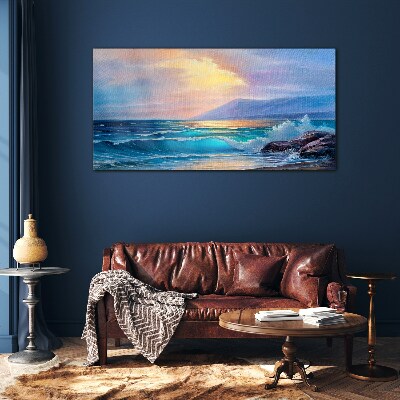 Schilderij op glas Een rustige ochtend aan de oceaan