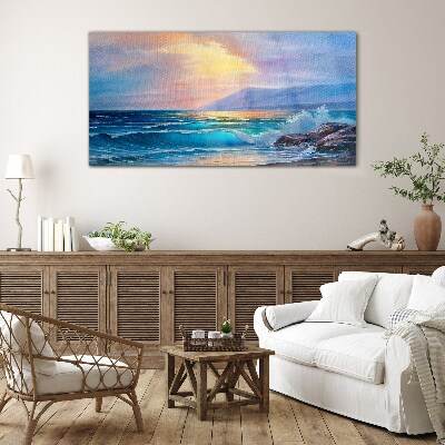 Schilderij op glas Een rustige ochtend aan de oceaan