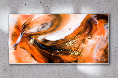 Schilderij op glas Gouden wervelingen in oranje tinten