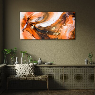 Schilderij op glas Gouden wervelingen in oranje tinten