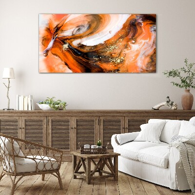 Schilderij op glas Gouden wervelingen in oranje tinten