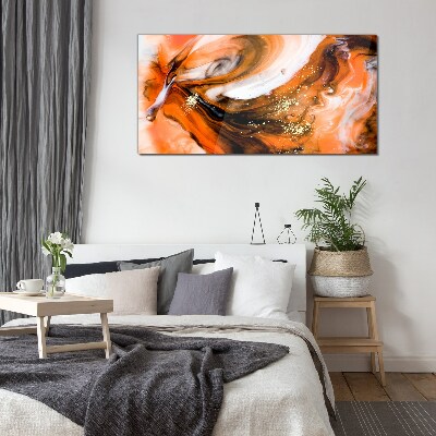 Schilderij op glas Gouden wervelingen in oranje tinten