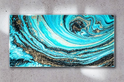 Glas foto Oceaan wervelt in blauw en goud