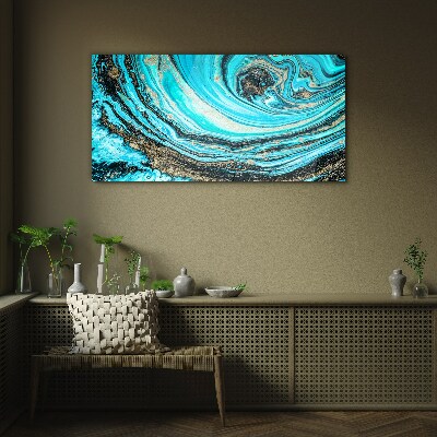 Glas foto Oceaan wervelt in blauw en goud