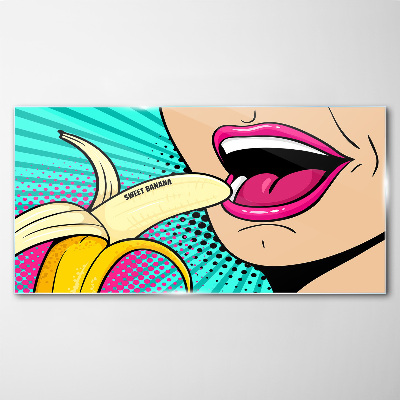 Schilderij op glas Zoete banaan in pop-artstijl