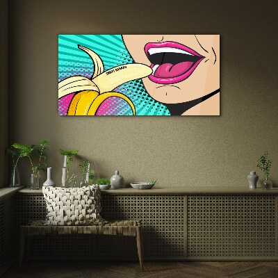 Schilderij op glas Zoete banaan in pop-artstijl